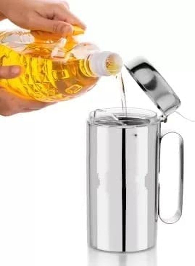 VISAXMI Oil Dispenser 1 Litre (1000 ml) Stainless Steel Kitchen Container | Air Tight Spill Proof | Oil Pourer | 2 Pcs, Silver - Image 2